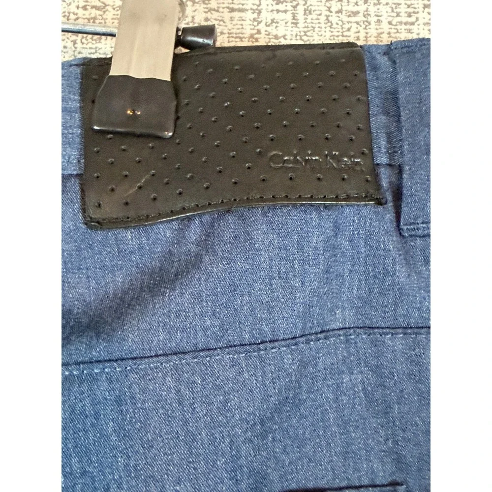 Calvin Klein Mens Slim Fit Pants 38x32 Navy Blue Chino Trousers Lightweight Golf